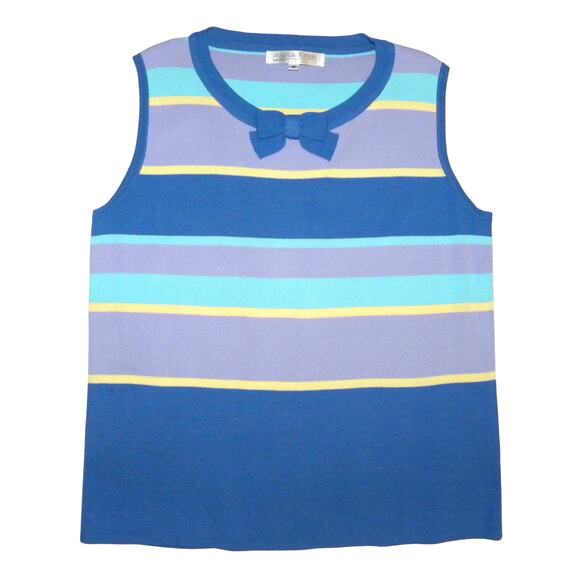 Vintage Tank & Cardigan | Bow Pastel Bright Stripes | Twin Set S - Picture 2 of 10